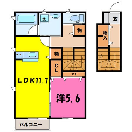 シャルール A/B（高崎市足門町）の物件間取画像